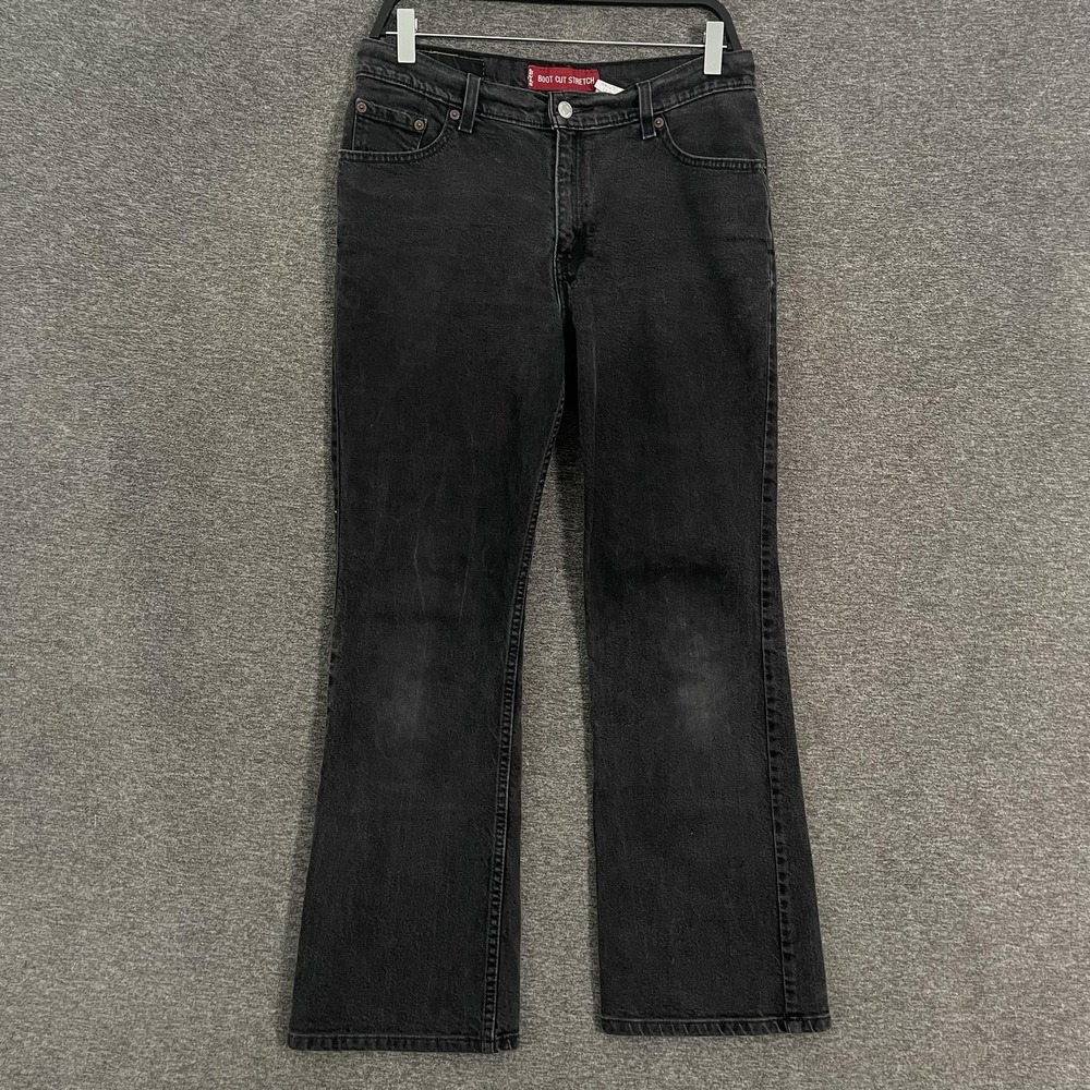 Vintage Levis 517 Black Jeans Women Junior 11 Boot Cut Stretch Denim 31x28